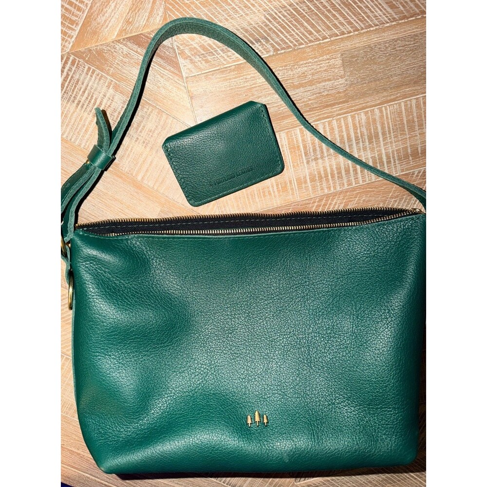 Portland Leather Goods Slouchy Shoulder Bag Bacalar Green Large Zip Zap Wallet